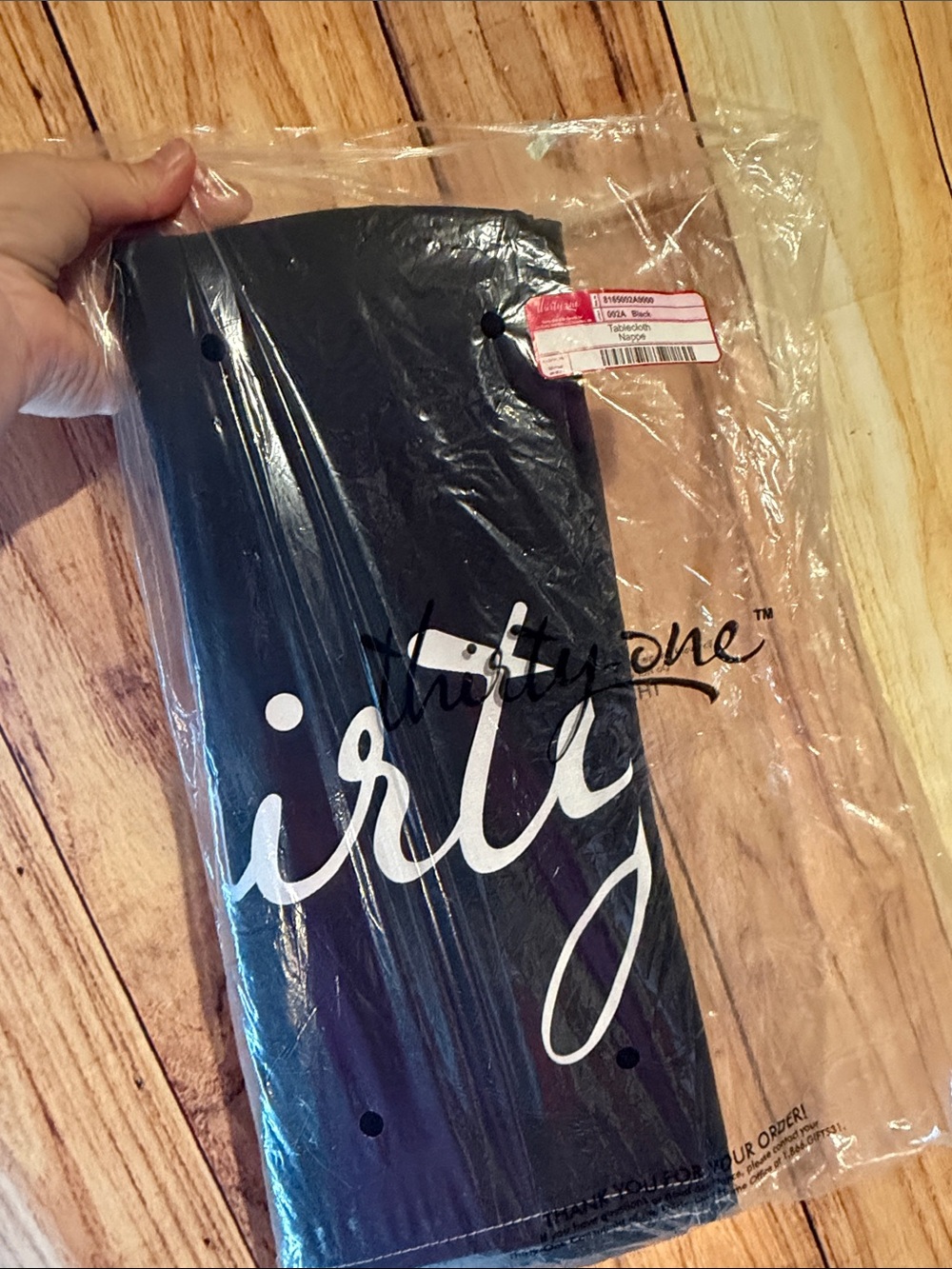 Thirty-one Logo Black Table Cloth NWT